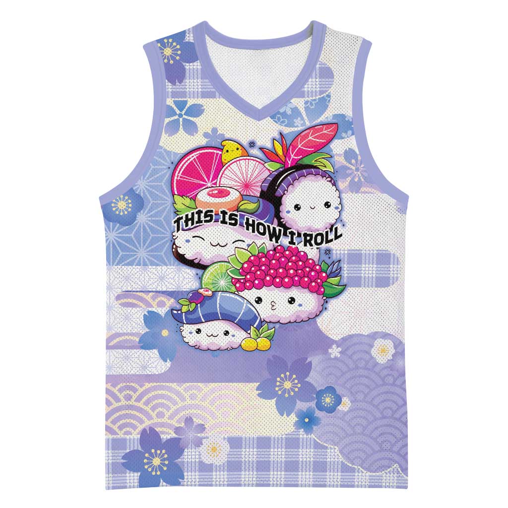 Personalized Japanese Kawaii Sushi Basketball Jersey Blue Wagara Palaka This Is How I Roll - Wonder Print Shop