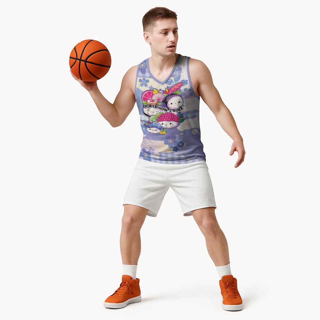 Personalized Japanese Kawaii Sushi Basketball Jersey Blue Wagara Palaka This Is How I Roll - Wonder Print Shop