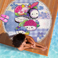 Japanese Kawaii Sushi Beach Blanket Blue Wagara Palaka This Is How I Roll - Wonder Print Shop