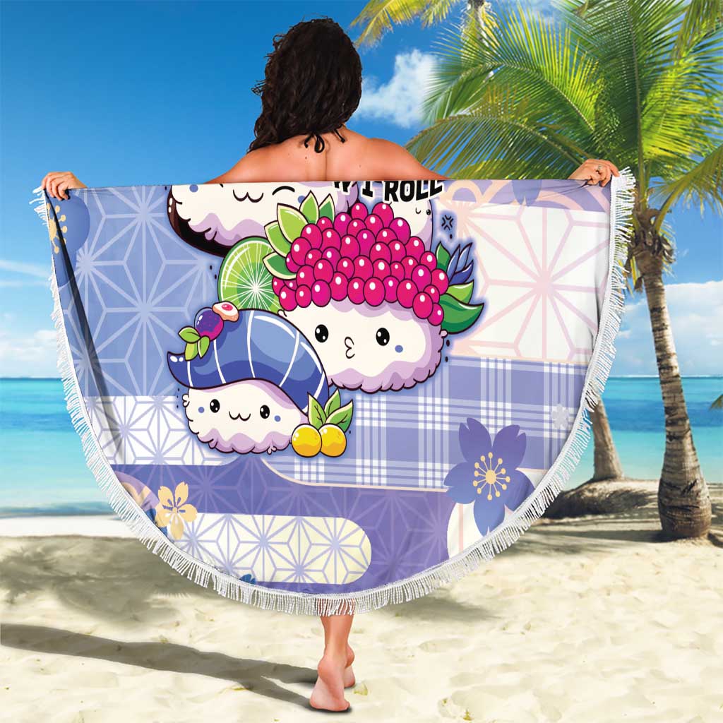 Japanese Kawaii Sushi Beach Blanket Blue Wagara Palaka This Is How I Roll - Wonder Print Shop