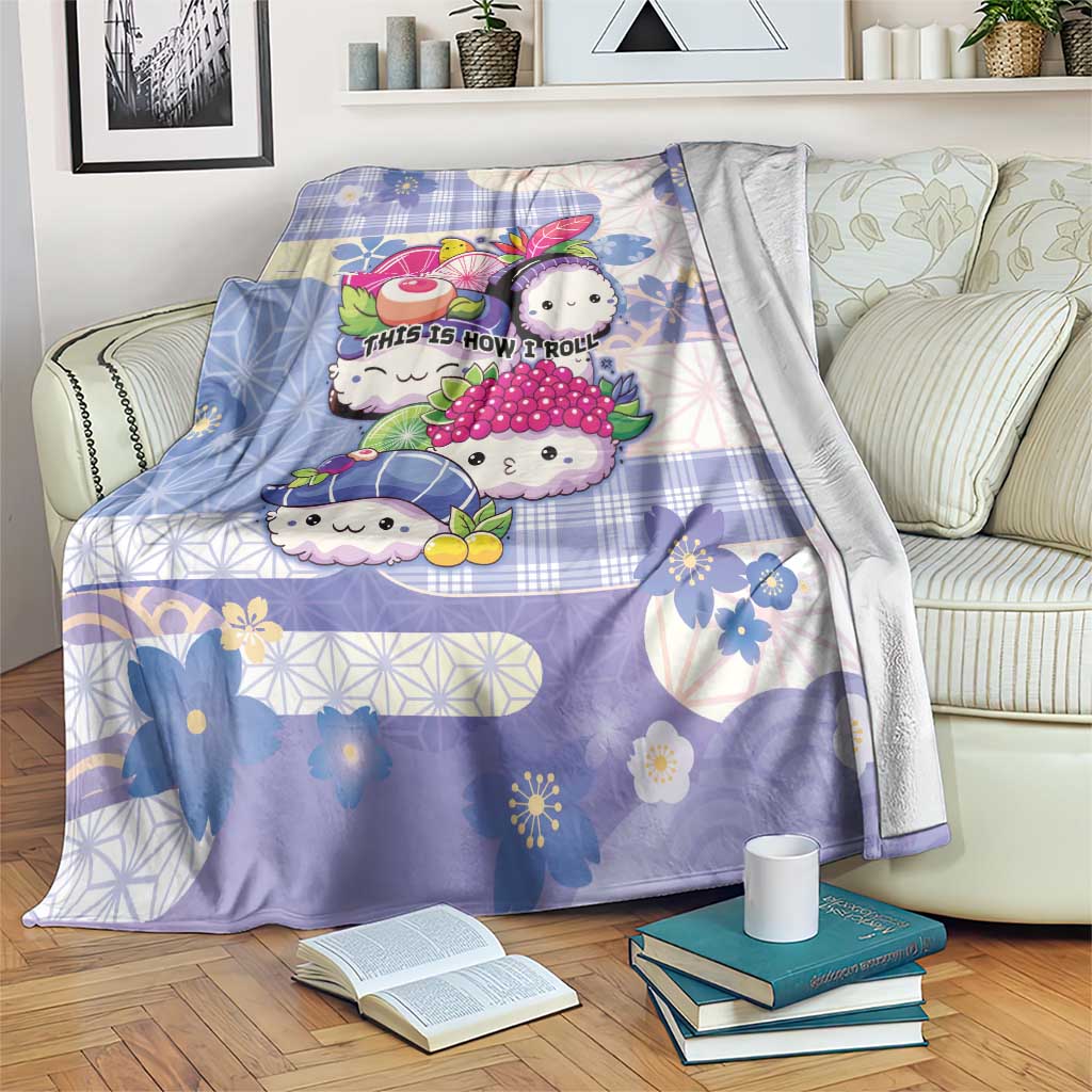 Japanese Kawaii Sushi Blanket Blue Wagara Palaka This Is How I Roll - Wonder Print Shop