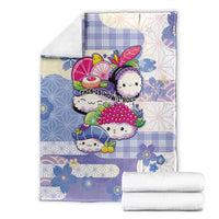 Japanese Kawaii Sushi Blanket Blue Wagara Palaka This Is How I Roll - Wonder Print Shop
