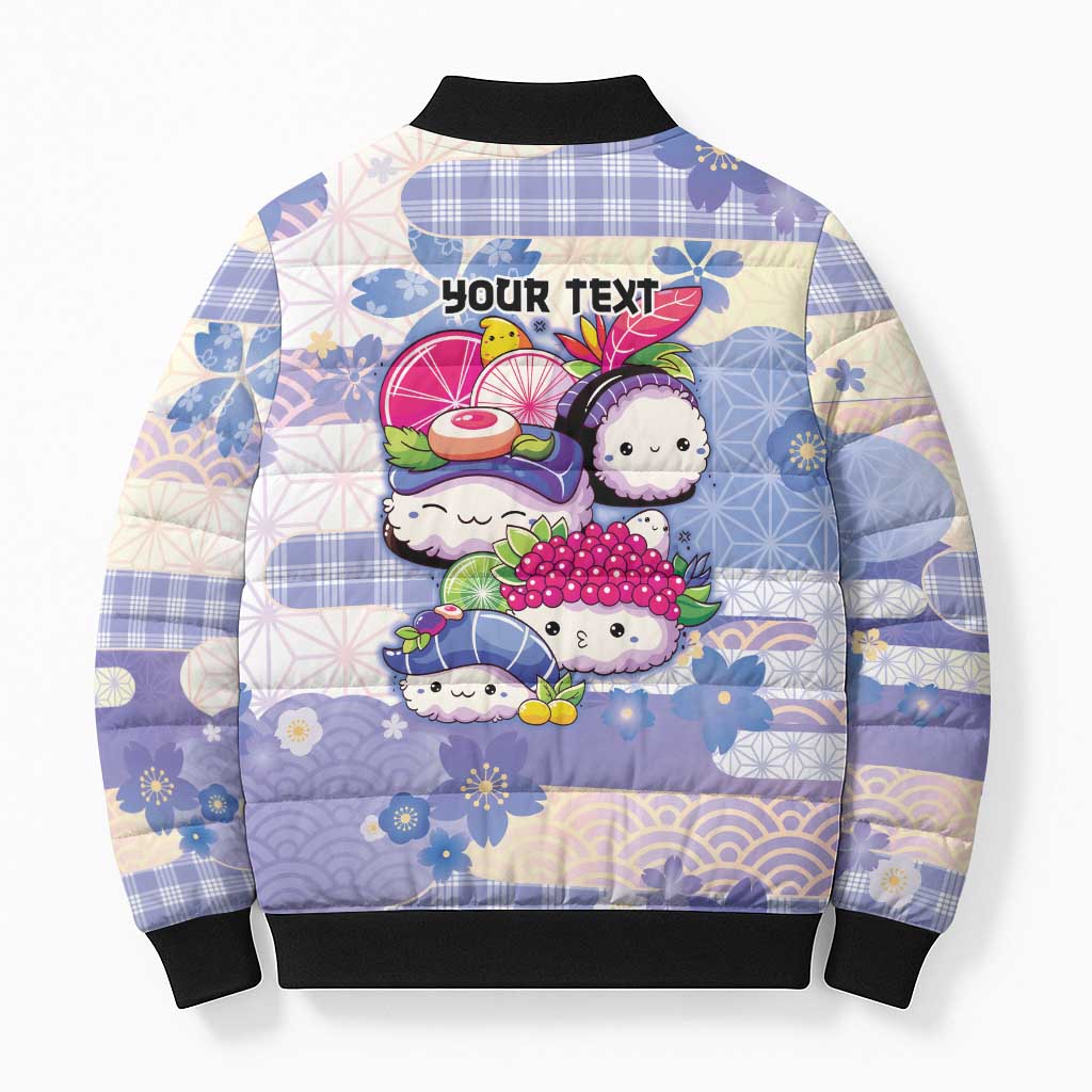 Personalized Japanese Kawaii Sushi Bomber Puffer Jacket Blue Wagara Palaka This Is How I Roll - Wonder Print Shop