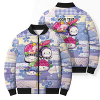 Personalized Japanese Kawaii Sushi Bomber Puffer Jacket Blue Wagara Palaka This Is How I Roll - Wonder Print Shop