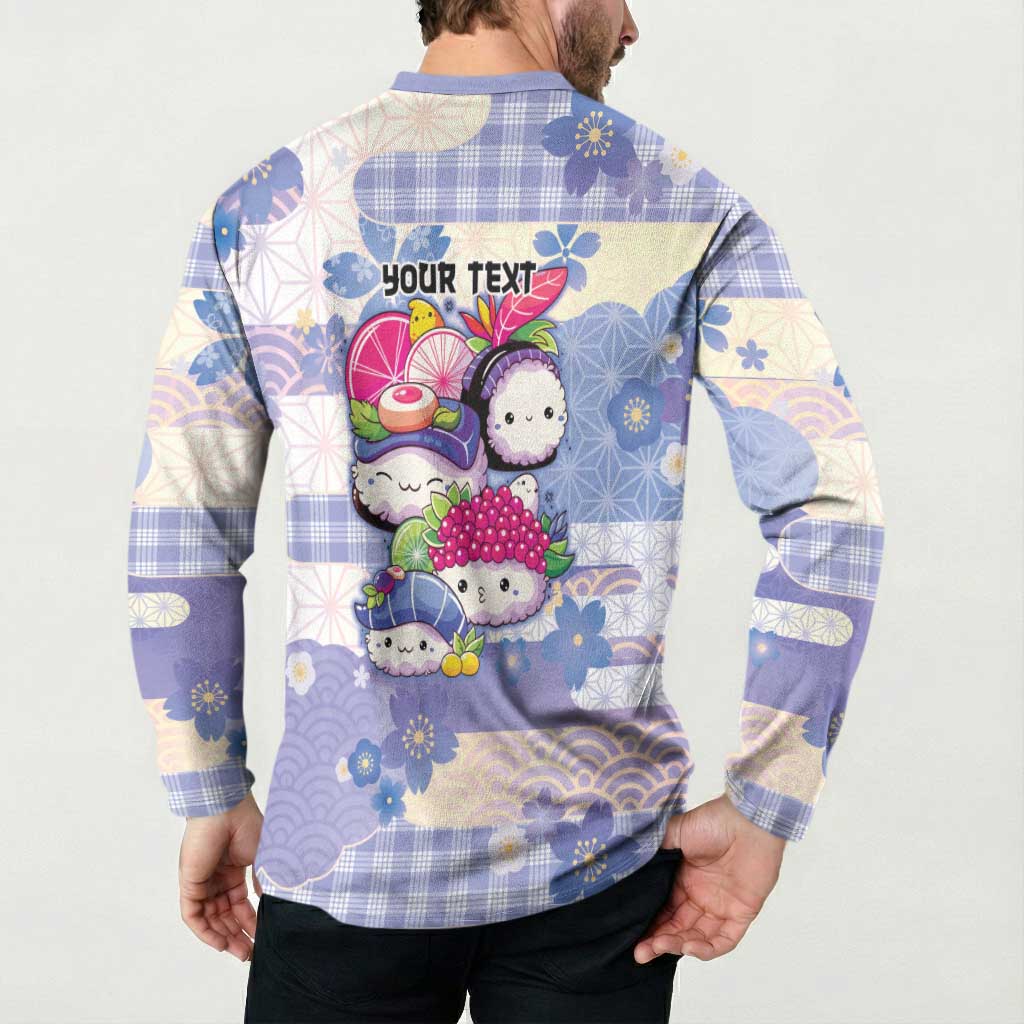 Personalized Japanese Kawaii Sushi Button Sweatshirt Blue Wagara Palaka This Is How I Roll - Wonder Print Shop