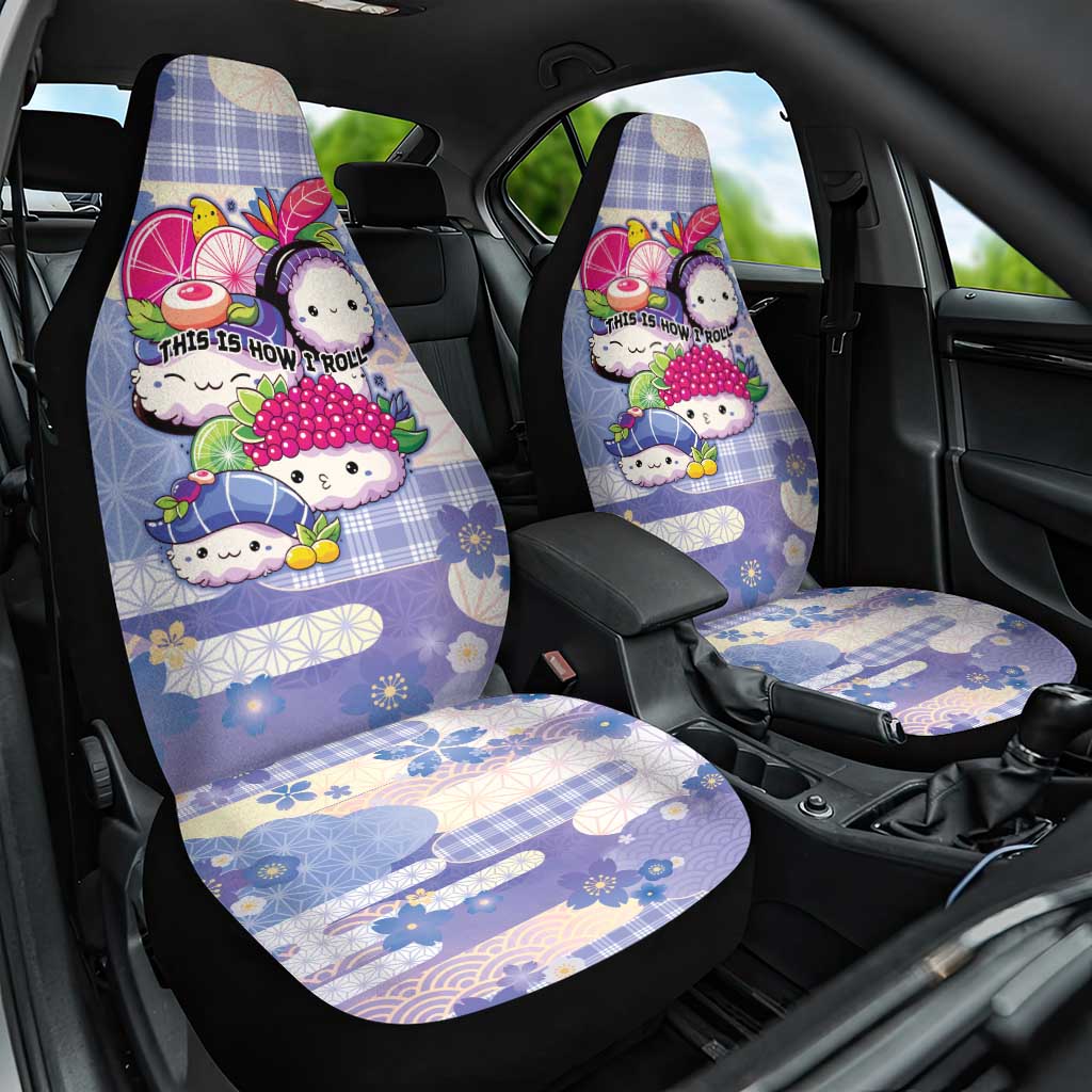 Japanese Kawaii Sushi Car Seat Cover Blue Wagara Palaka This Is How I Roll - Wonder Print Shop