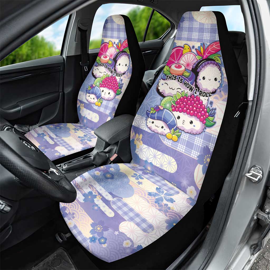 Japanese Kawaii Sushi Car Seat Cover Blue Wagara Palaka This Is How I Roll - Wonder Print Shop