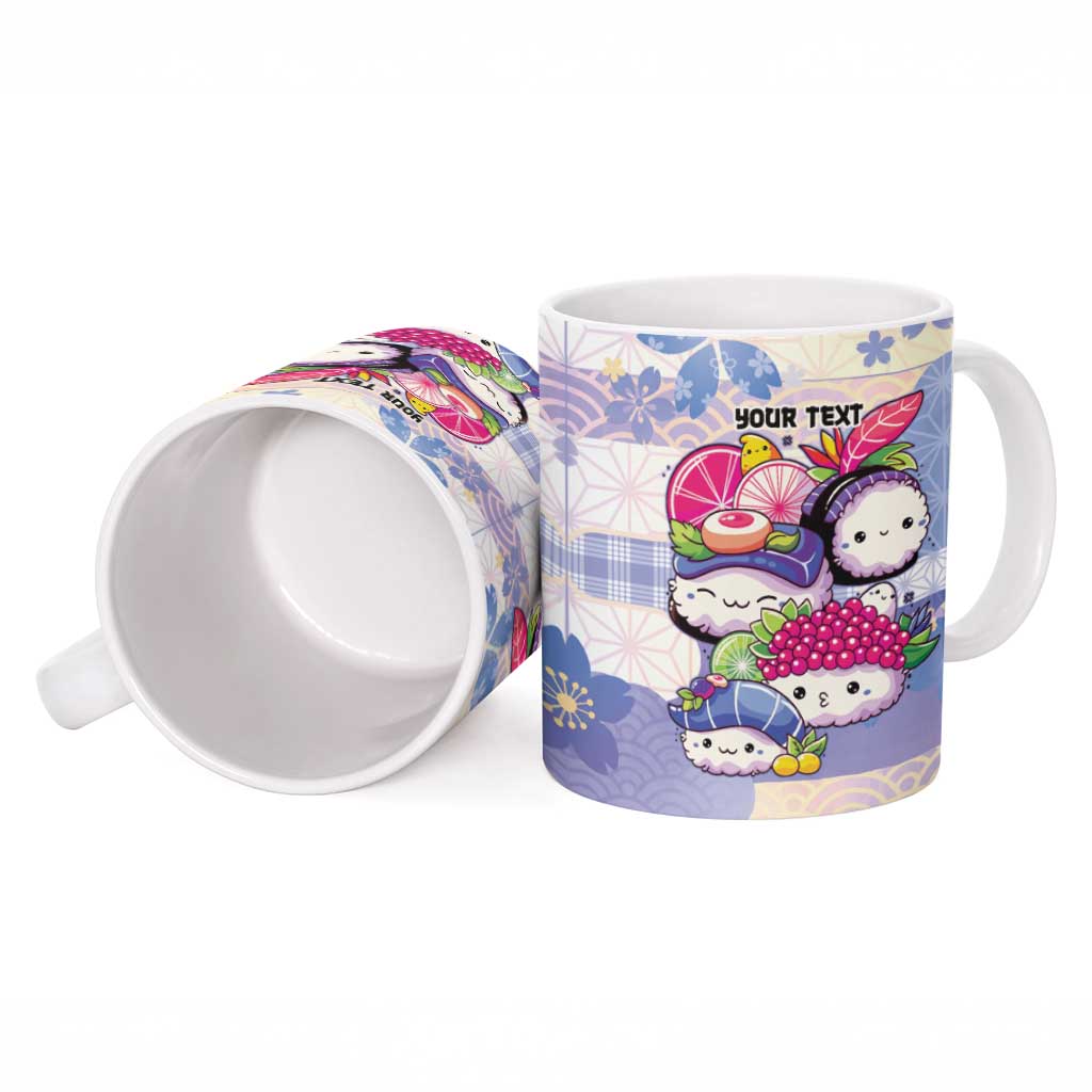 Personalized Japanese Kawaii Sushi Ceramic Mug Blue Wagara Palaka This Is How I Roll - Wonder Print Shop