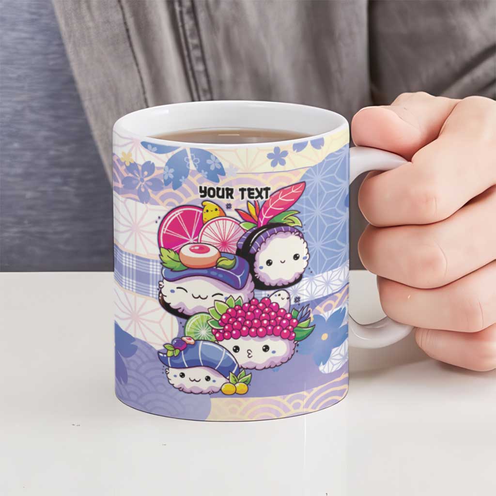 Personalized Japanese Kawaii Sushi Ceramic Mug Blue Wagara Palaka This Is How I Roll - Wonder Print Shop