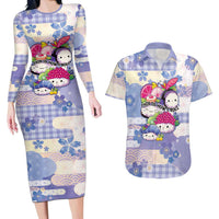 Personalized Japanese Kawaii Sushi Couples Matching Long Sleeve Bodycon Dress and Hawaiian Shirt Blue Wagara Palaka This Is How I Roll - Wonder Print Shop