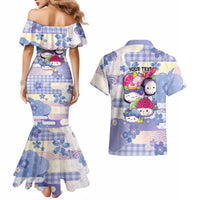 Personalized Japanese Kawaii Sushi Couples Matching Mermaid Dress and Hawaiian Shirt Blue Wagara Palaka This Is How I Roll - Wonder Print Shop