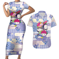Personalized Japanese Kawaii Sushi Couples Matching Short Sleeve Bodycon Dress and Hawaiian Shirt Blue Wagara Palaka This Is How I Roll - Wonder Print Shop