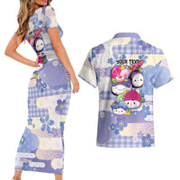 Personalized Japanese Kawaii Sushi Couples Matching Short Sleeve Bodycon Dress and Hawaiian Shirt Blue Wagara Palaka This Is How I Roll - Wonder Print Shop