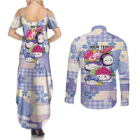 Personalized Japanese Kawaii Sushi Couples Matching Summer Maxi Dress and Long Sleeve Button Shirt Blue Wagara Palaka This Is How I Roll - Wonder Print Shop