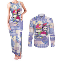 Personalized Japanese Kawaii Sushi Couples Matching Tank Maxi Dress and Long Sleeve Button Shirt Blue Wagara Palaka This Is How I Roll - Wonder Print Shop