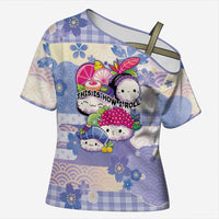 Personalized Japanese Kawaii Sushi Cross Shoulder Shirt Blue Wagara Palaka This Is How I Roll - Wonder Print Shop