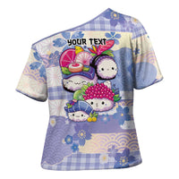 Personalized Japanese Kawaii Sushi Cross Shoulder Shirt Blue Wagara Palaka This Is How I Roll - Wonder Print Shop