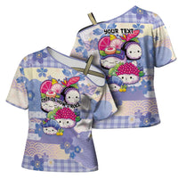 Personalized Japanese Kawaii Sushi Cross Shoulder Shirt Blue Wagara Palaka This Is How I Roll - Wonder Print Shop