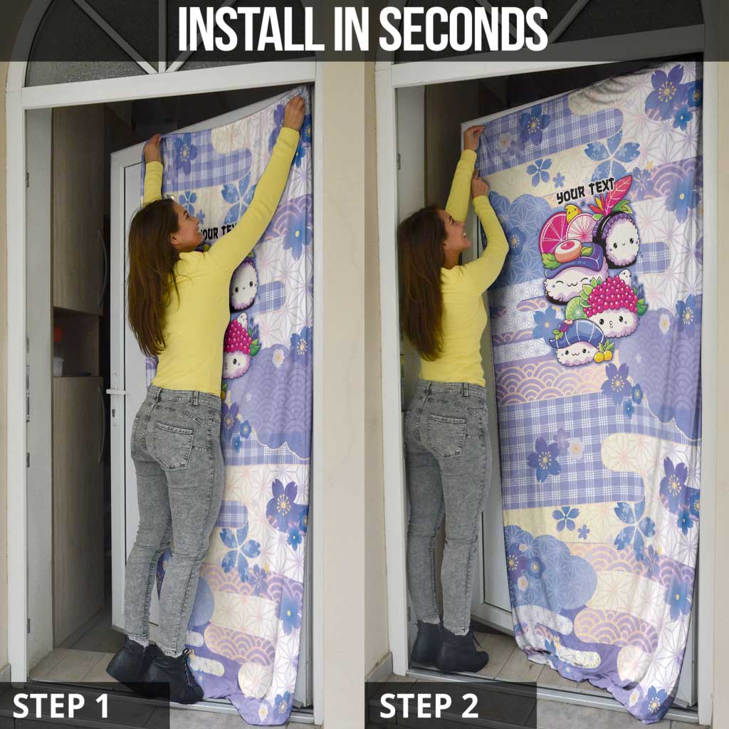 Personalized Japanese Kawaii Sushi Door Cover Blue Wagara Palaka This Is How I Roll - Wonder Print Shop