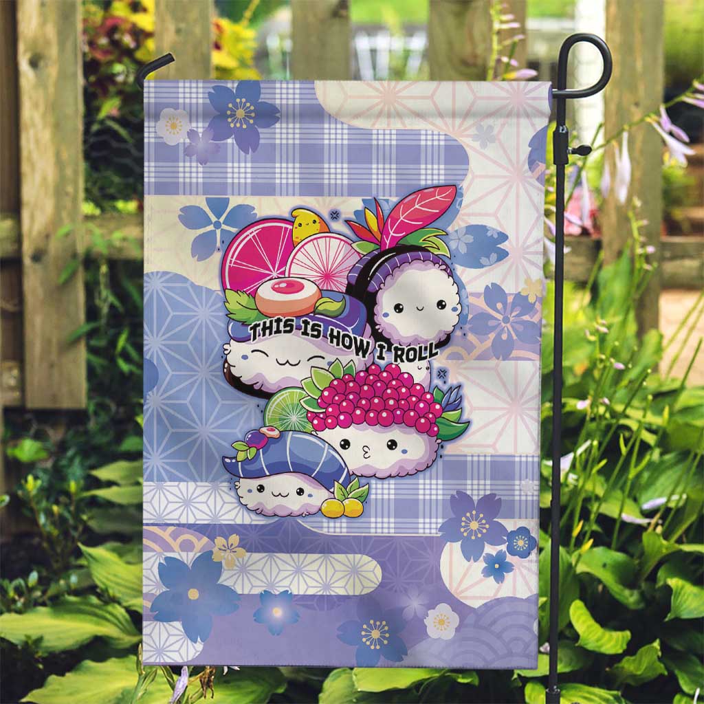 Japanese Kawaii Sushi Garden Flag Blue Wagara Palaka This Is How I Roll - Wonder Print Shop