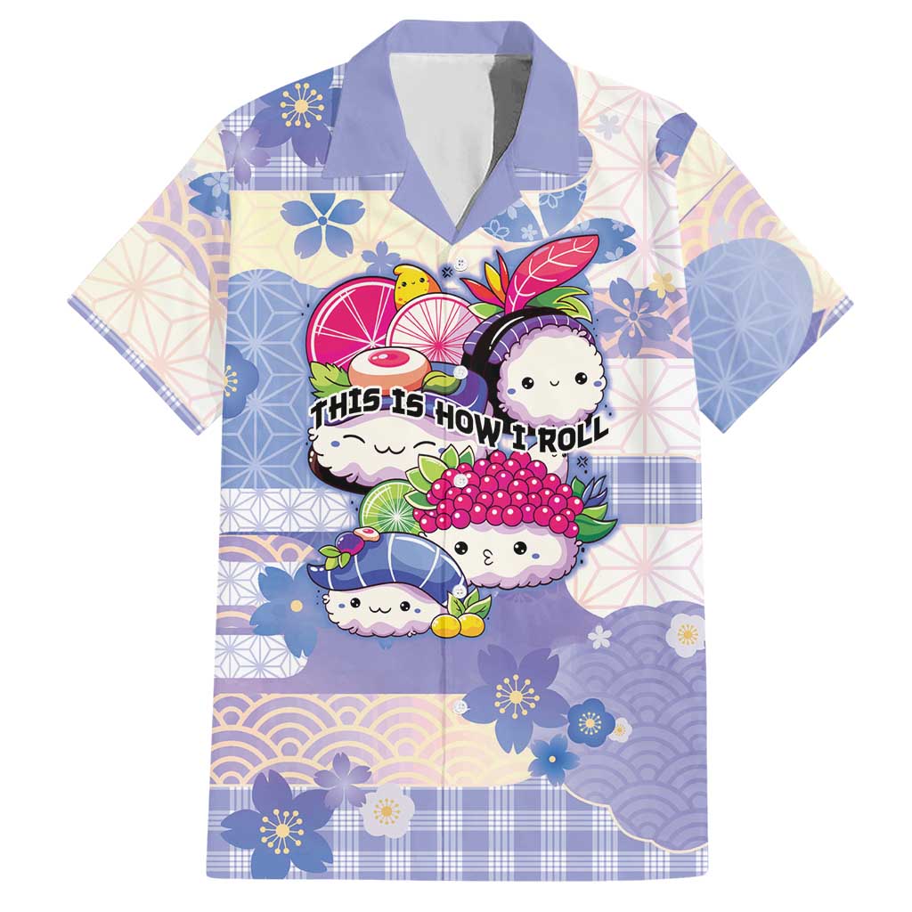 Personalized Japanese Kawaii Sushi Hawaiian Shirt Blue Wagara Palaka This Is How I Roll - Wonder Print Shop