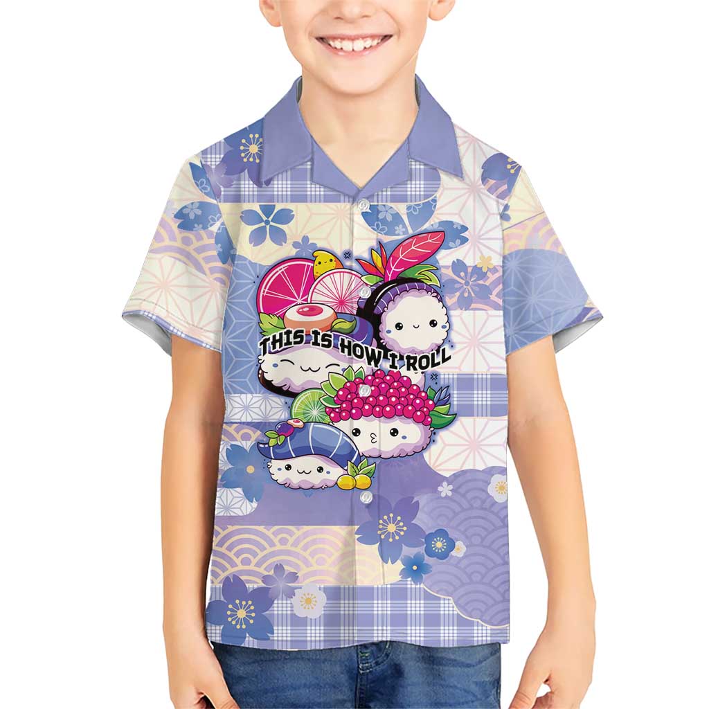 Personalized Japanese Kawaii Sushi Hawaiian Shirt Blue Wagara Palaka This Is How I Roll - Wonder Print Shop