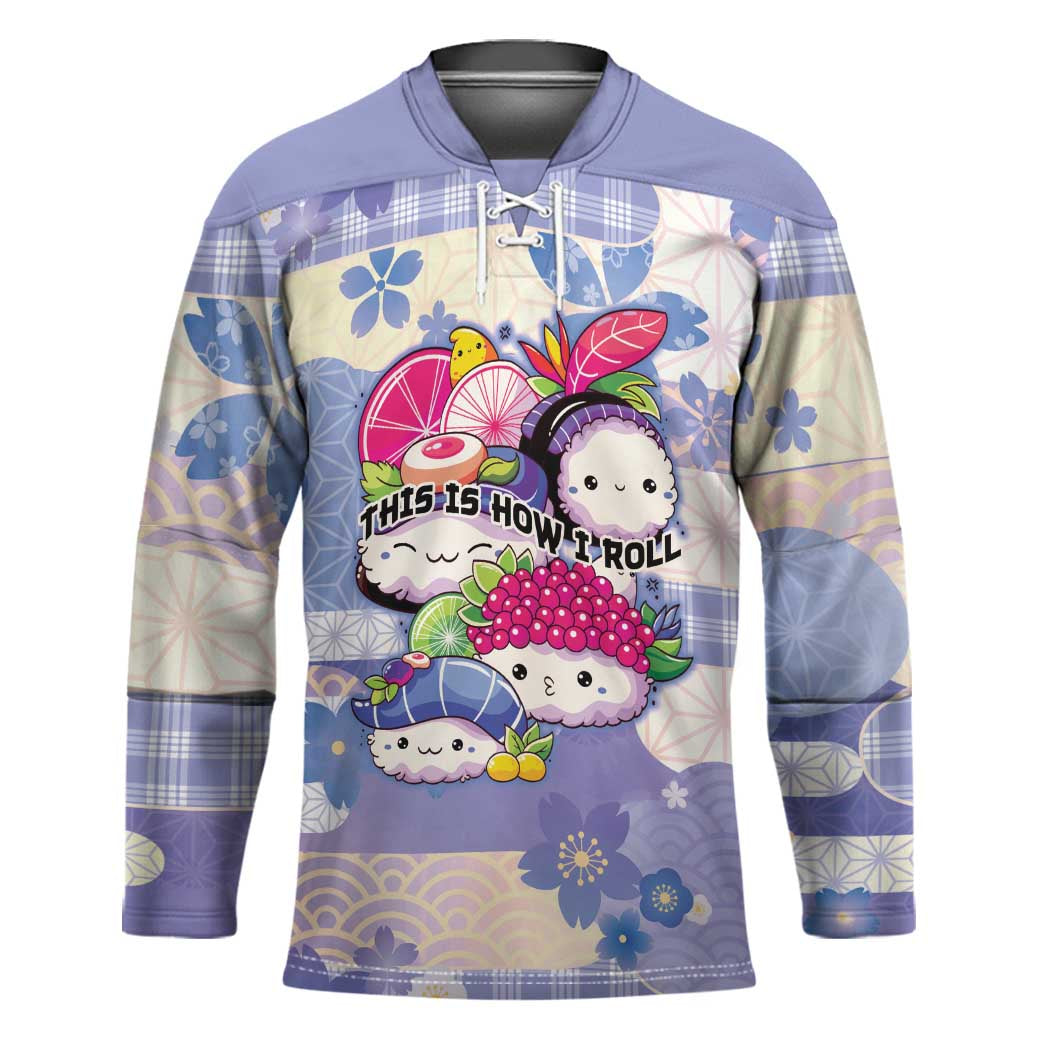 Personalized Japanese Kawaii Sushi Hockey Jersey Blue Wagara Palaka This Is How I Roll - Wonder Print Shop