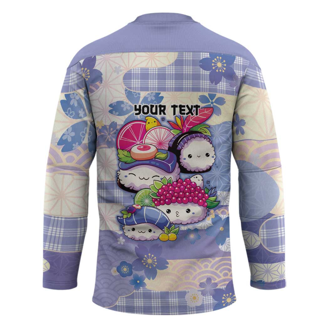 Personalized Japanese Kawaii Sushi Hockey Jersey Blue Wagara Palaka This Is How I Roll - Wonder Print Shop