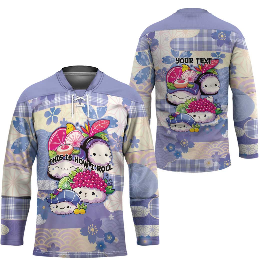 Personalized Japanese Kawaii Sushi Hockey Jersey Blue Wagara Palaka This Is How I Roll - Wonder Print Shop