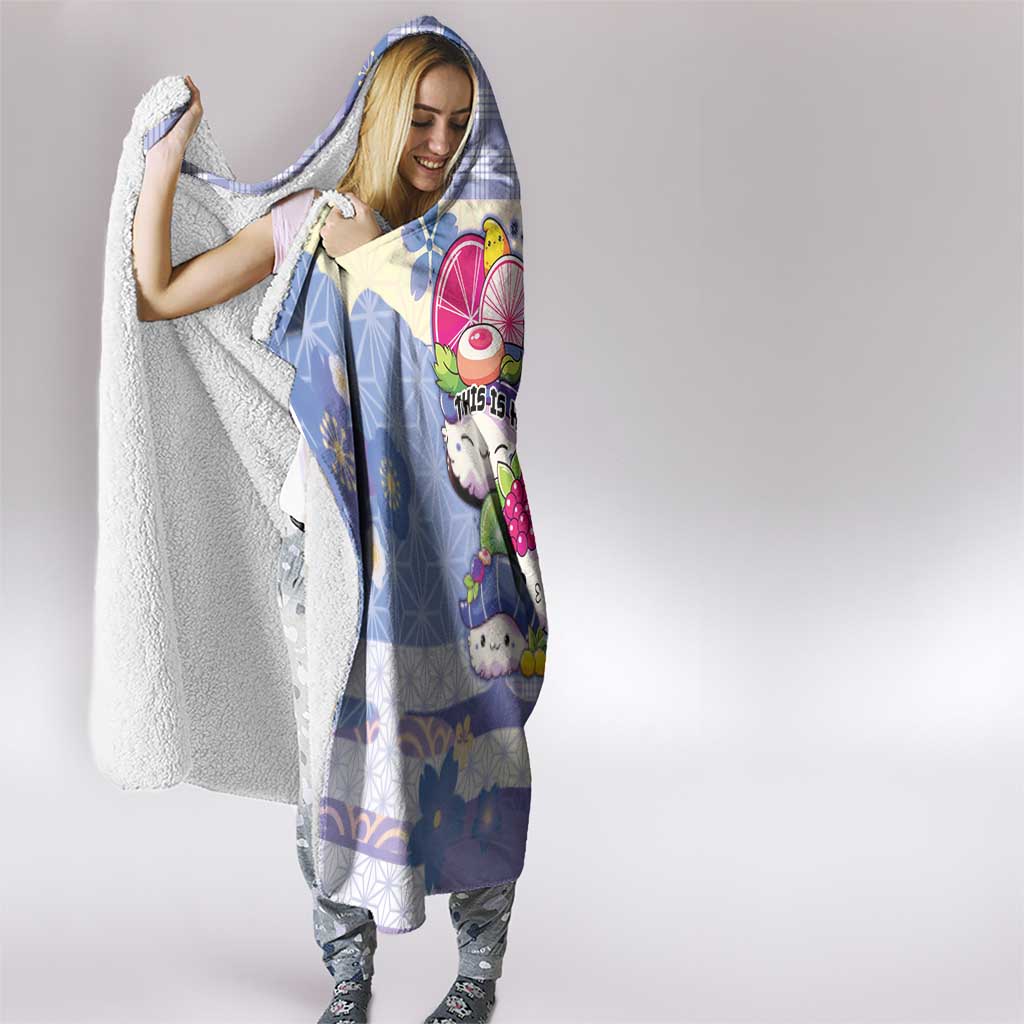 Japanese Kawaii Sushi Hooded Blanket Blue Wagara Palaka This Is How I Roll - Wonder Print Shop