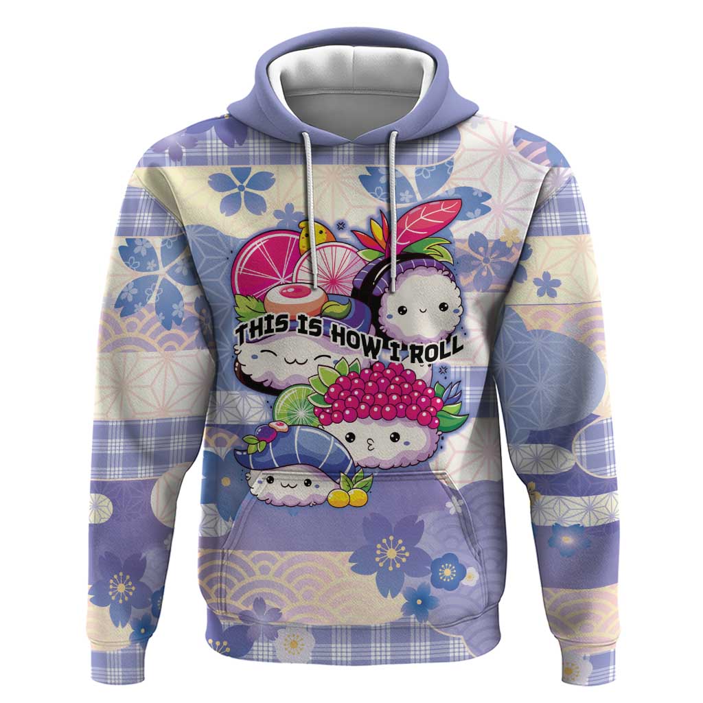 Personalized Japanese Kawaii Sushi Hoodie Blue Wagara Palaka This Is How I Roll - Wonder Print Shop