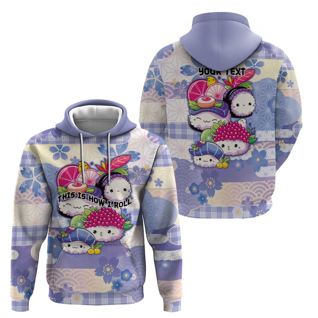Personalized Japanese Kawaii Sushi Hoodie Blue Wagara Palaka This Is How I Roll - Wonder Print Shop