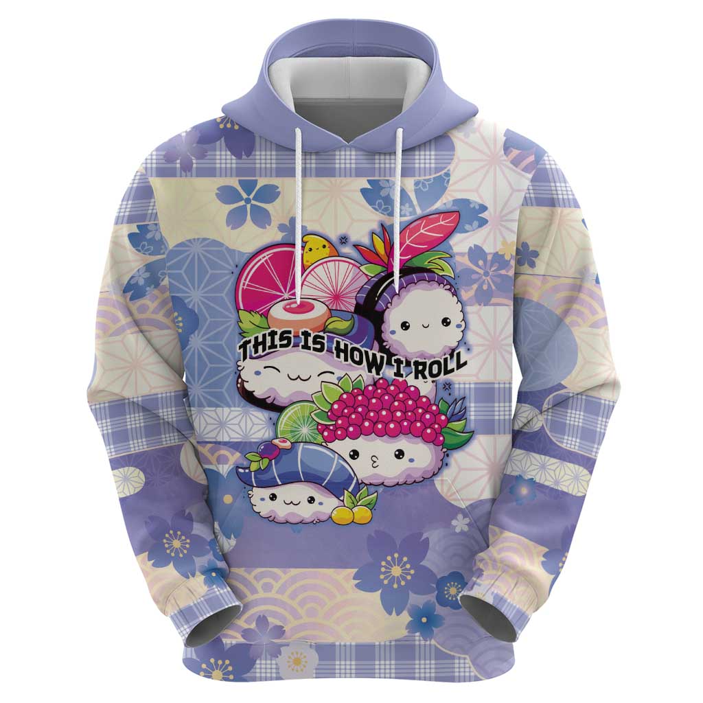 Personalized Japanese Kawaii Sushi Hoodie Blue Wagara Palaka This Is How I Roll - Wonder Print Shop
