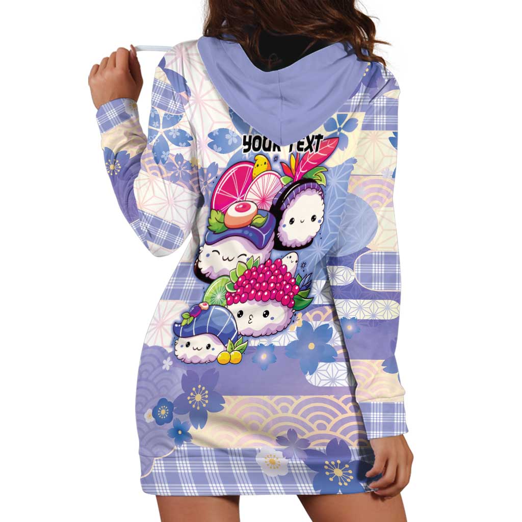 Personalized Japanese Kawaii Sushi Hoodie Dress Blue Wagara Palaka This Is How I Roll - Wonder Print Shop