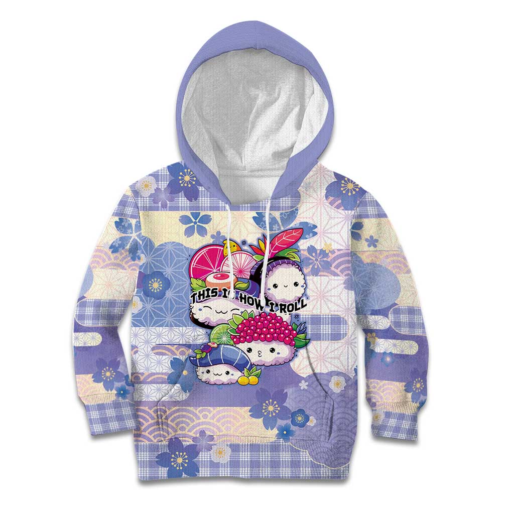 Personalized Japanese Kawaii Sushi Kid Hoodie Blue Wagara Palaka This Is How I Roll - Wonder Print Shop
