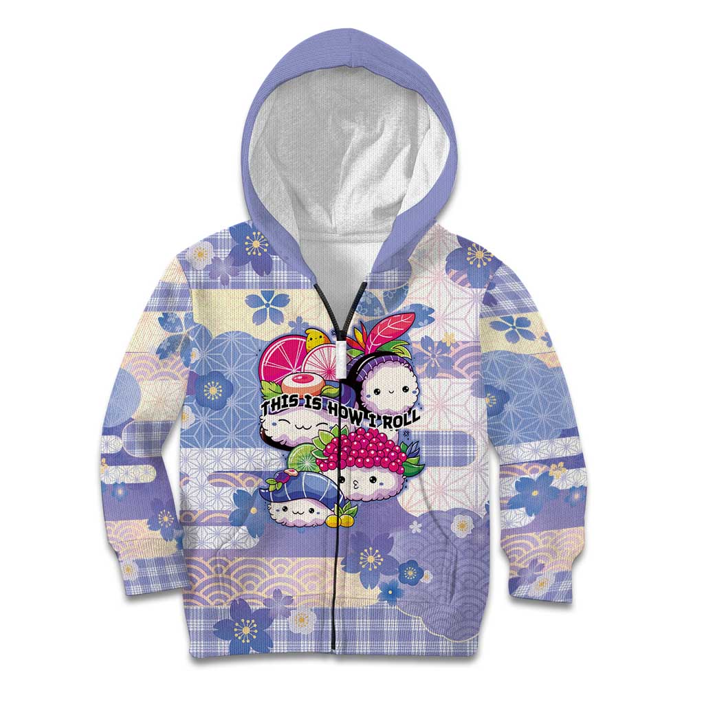 Personalized Japanese Kawaii Sushi Kid Hoodie Blue Wagara Palaka This Is How I Roll - Wonder Print Shop
