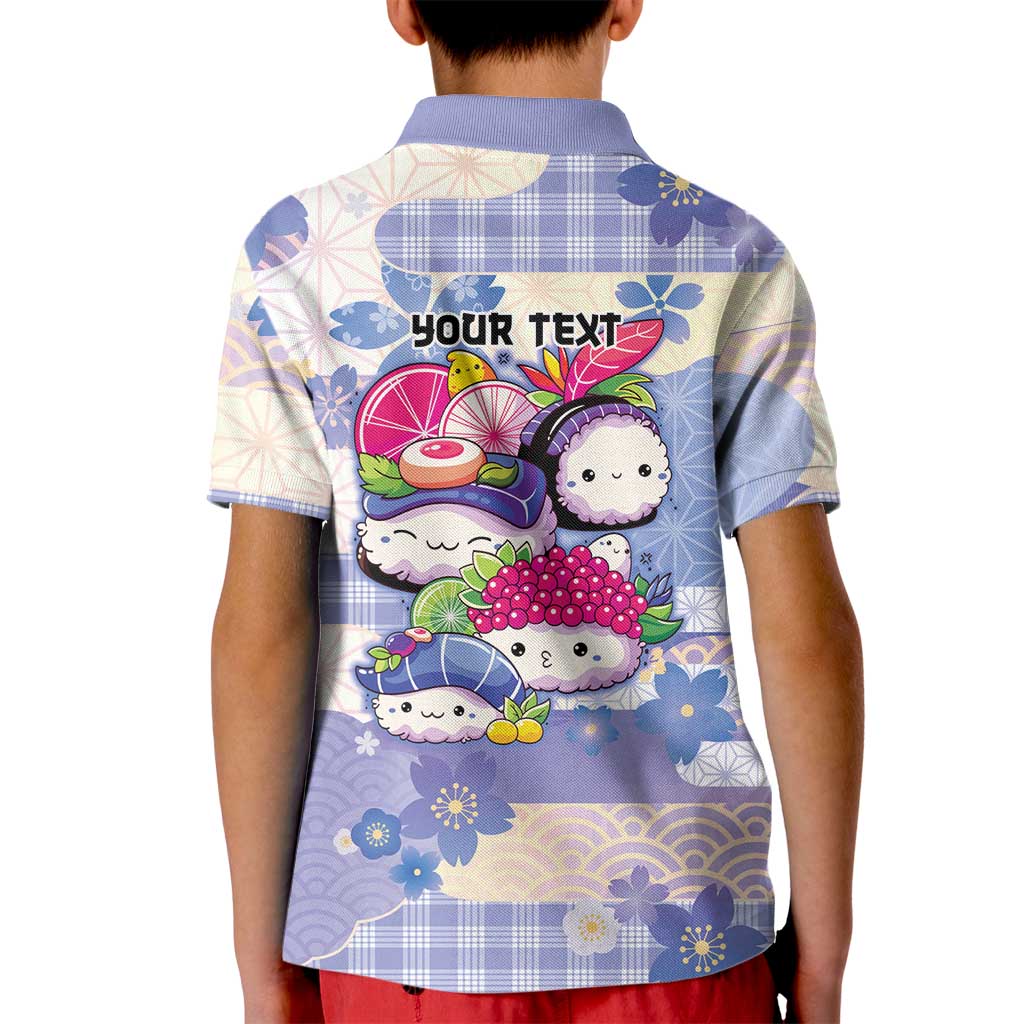 Personalized Japanese Kawaii Sushi Kid Polo Shirt Blue Wagara Palaka This Is How I Roll - Wonder Print Shop