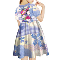 Personalized Japanese Kawaii Sushi Kid Short Sleeve Dress Blue Wagara Palaka This Is How I Roll - Wonder Print Shop