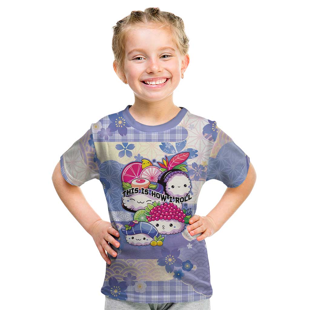 Personalized Japanese Kawaii Sushi Kid T Shirt Blue Wagara Palaka This Is How I Roll - Wonder Print Shop