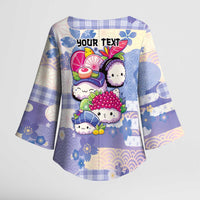 Personalized Japanese Kawaii Sushi Kimono Sleeve Blouse Blue Wagara Palaka This Is How I Roll - Wonder Print Shop