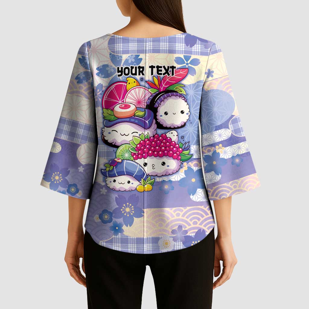 Personalized Japanese Kawaii Sushi Kimono Sleeve Blouse Blue Wagara Palaka This Is How I Roll - Wonder Print Shop