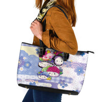 Japanese Kawaii Sushi Leather Tote Bag Blue Wagara Palaka This Is How I Roll - Wonder Print Shop