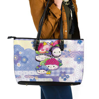 Japanese Kawaii Sushi Leather Tote Bag Blue Wagara Palaka This Is How I Roll - Wonder Print Shop