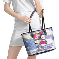 Japanese Kawaii Sushi Leather Tote Bag Blue Wagara Palaka This Is How I Roll - Wonder Print Shop