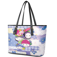 Japanese Kawaii Sushi Leather Tote Bag Blue Wagara Palaka This Is How I Roll - Wonder Print Shop