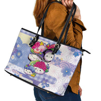 Japanese Kawaii Sushi Leather Tote Bag Blue Wagara Palaka This Is How I Roll - Wonder Print Shop