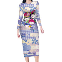 Personalized Japanese Kawaii Sushi Long Sleeve Bodycon Dress Blue Wagara Palaka This Is How I Roll - Wonder Print Shop