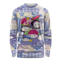 Personalized Japanese Kawaii Sushi Long Sleeve Shirt Blue Wagara Palaka This Is How I Roll - Wonder Print Shop