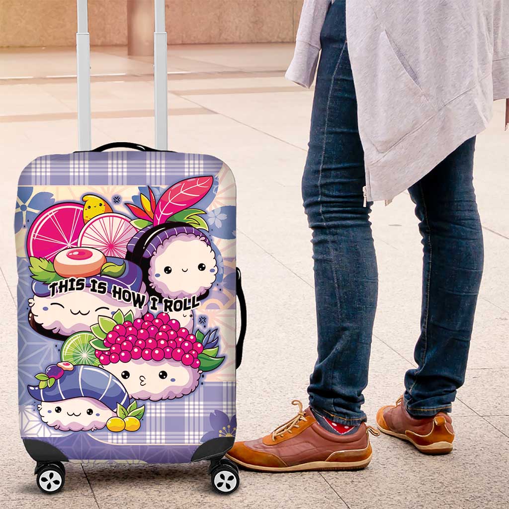 Japanese Kawaii Sushi Luggage Cover Blue Wagara Palaka This Is How I Roll - Wonder Print Shop