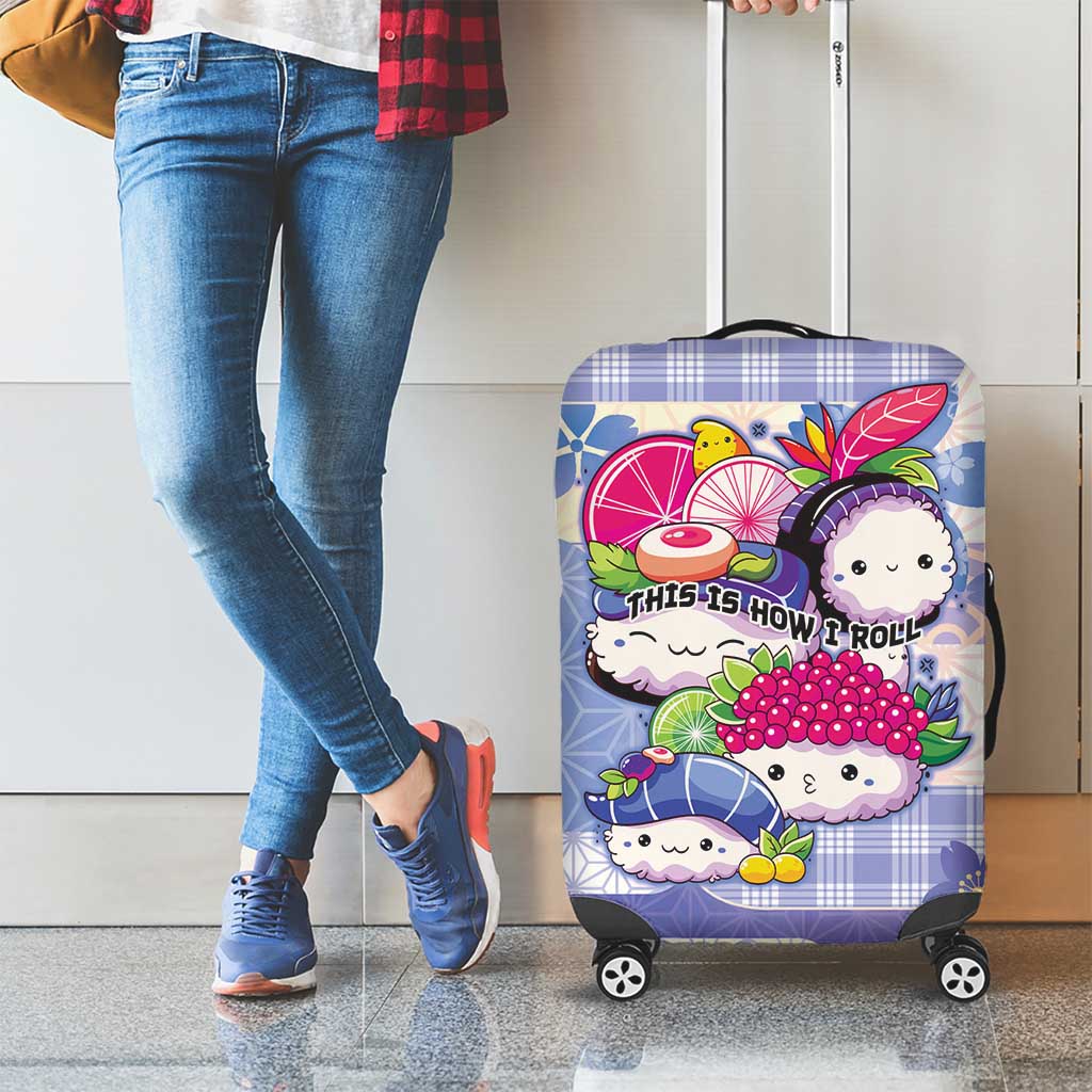 Japanese Kawaii Sushi Luggage Cover Blue Wagara Palaka This Is How I Roll - Wonder Print Shop